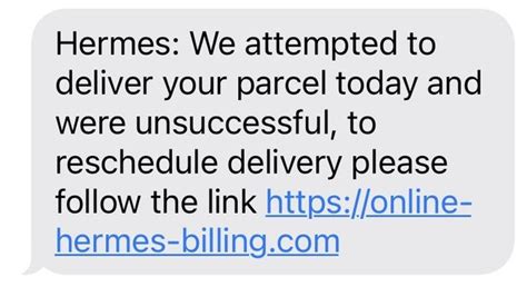 hermes attempted delivery no card|hermes text message scam.